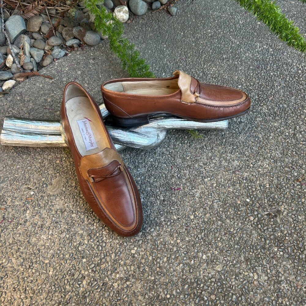 Johnston & Murphy Italian Made Two Tone Brown Dress Shoes Oxfords Size 8.5 M - Picture 6 of 12